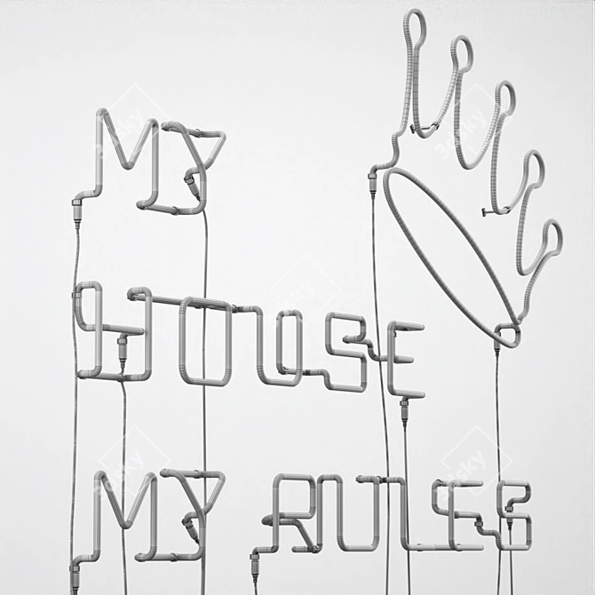 Neon "My House My Rules" Sign 3D model image 7