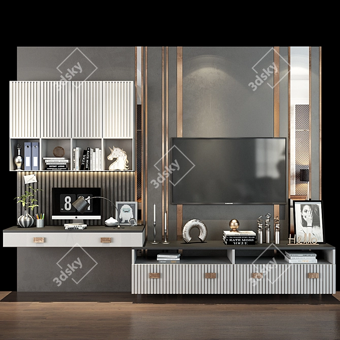 Modern Floating TV Shelf 3D model image 1