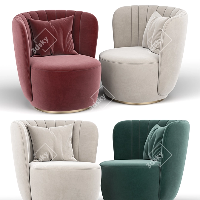 Elegant Pearl Armchair 3D model image 2