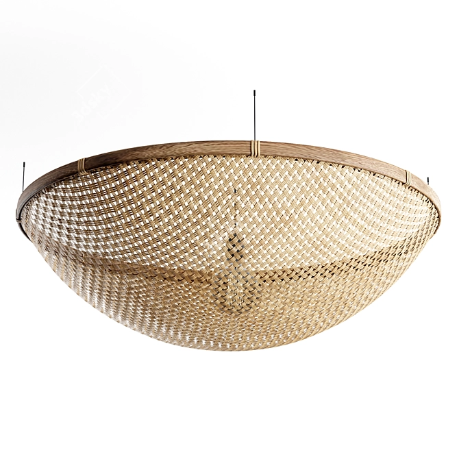 Rustic Rattan Pendant Lights 3D model image 1