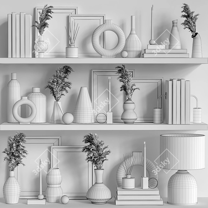 Modern Shelf Decor Set 3D model image 5