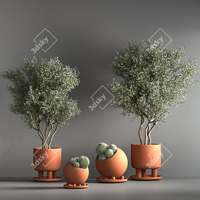 Green Oasis Indoor Plant Set 3D model image 3