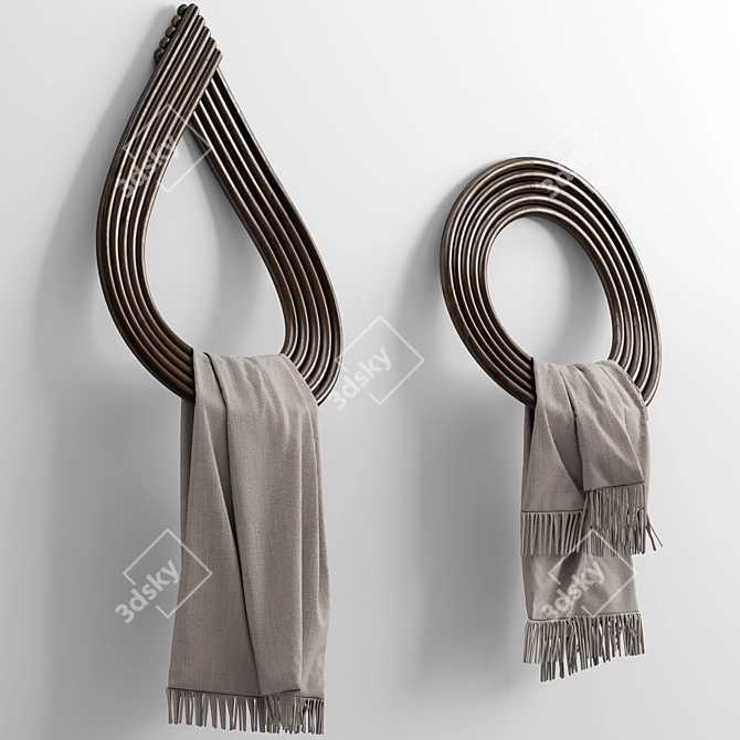 Luxury Bath Towel with Wooden Hanger 3D model image 2