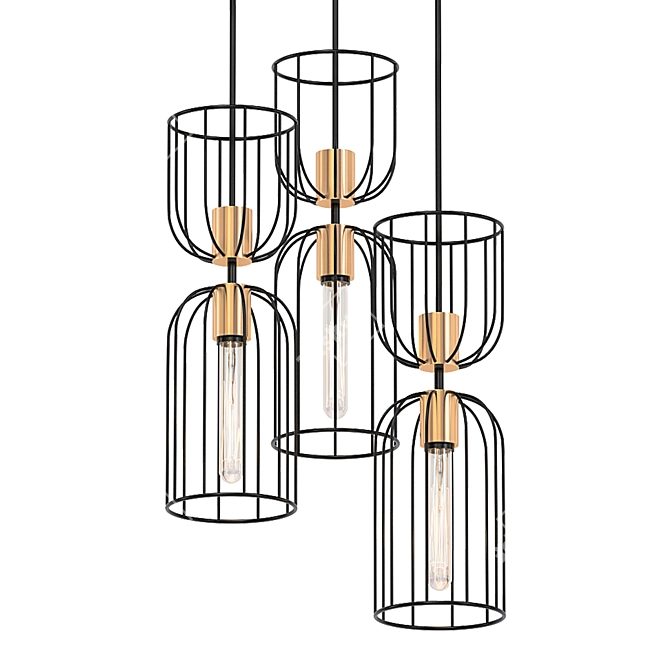 Elegant Cluster Pendant Light 3D model image 1