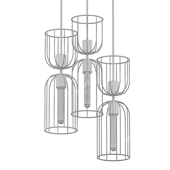 Elegant Cluster Pendant Light 3D model image 2