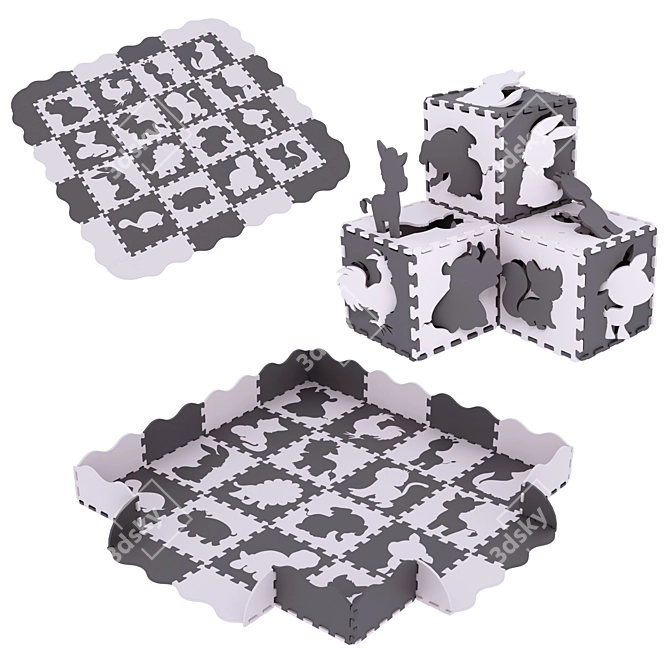 Kids Puzzle Mat Set-01 3D model image 1