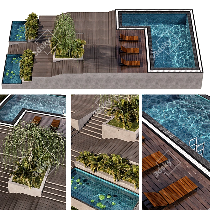 Serenity Pool & Landscape 3D model image 1