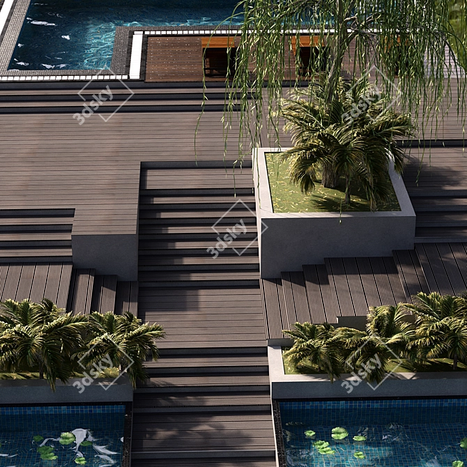 Serenity Pool & Landscape 3D model image 3