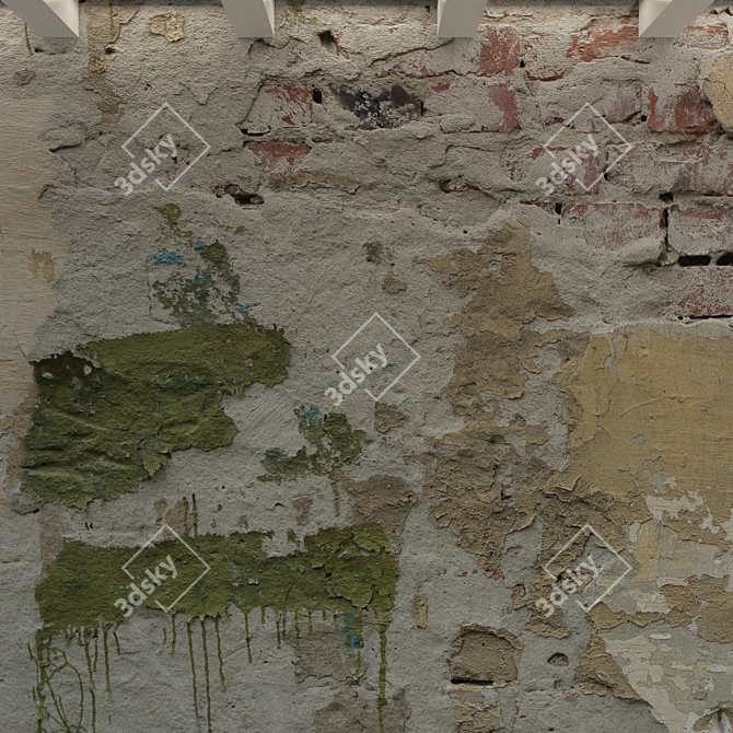 Title: Rustic Concrete Wall: Old Plaster 3D model image 2