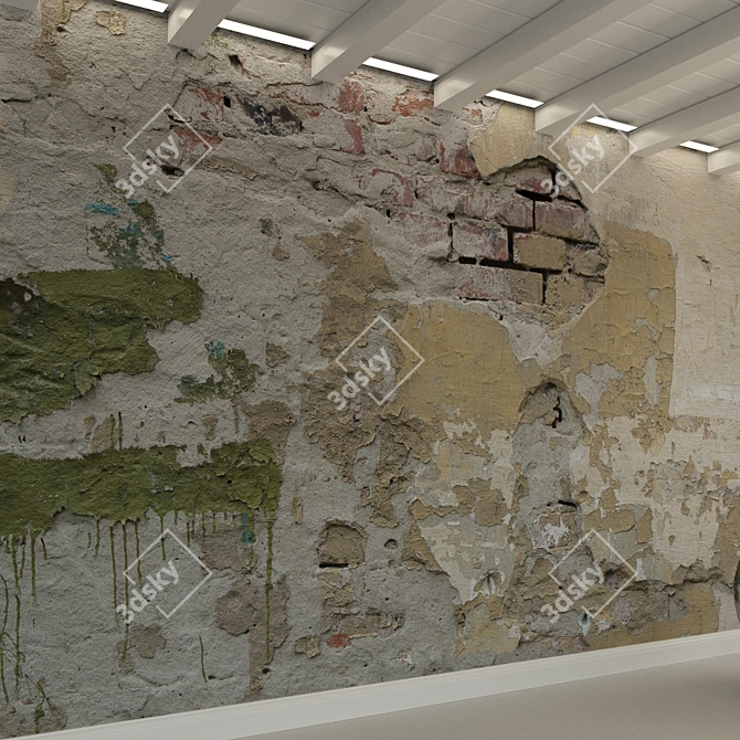 Title: Rustic Concrete Wall: Old Plaster 3D model image 3