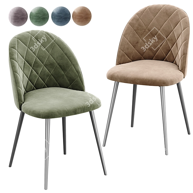 Elegant Velvet Chair 3D model image 6