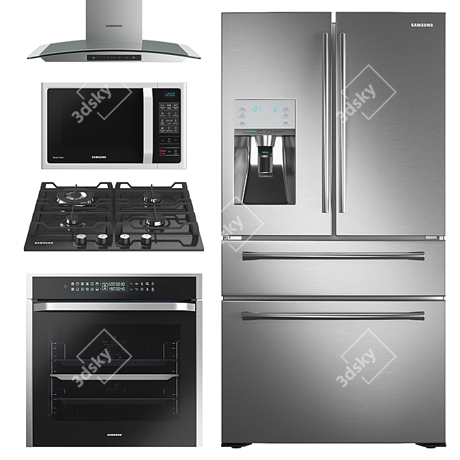 Samsung Kitchen Appliance Set 3D model image 1