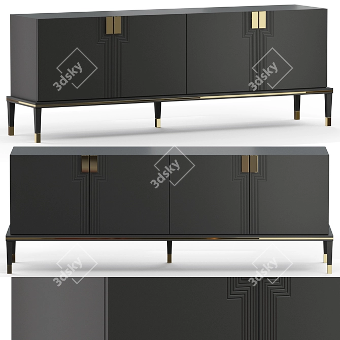 Elegant Pablo Sideboard in Walnut 3D model image 1