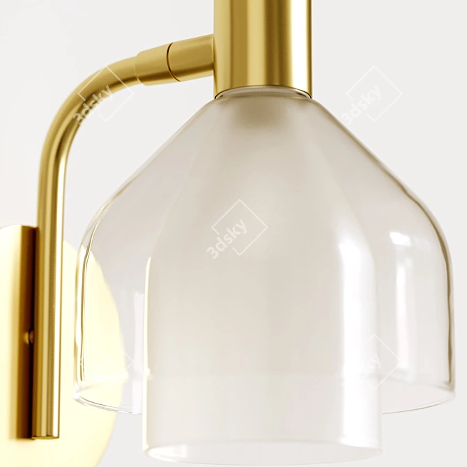 Elegant Brass & Tinted Glass Wall Lamp 3D model image 4