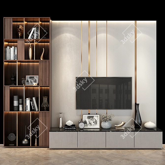 Modern TV Wall Set 277 3D model image 1