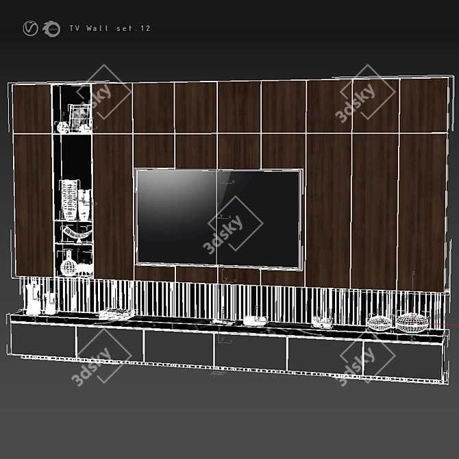 Modern TV Wall Design Set 3D model image 5