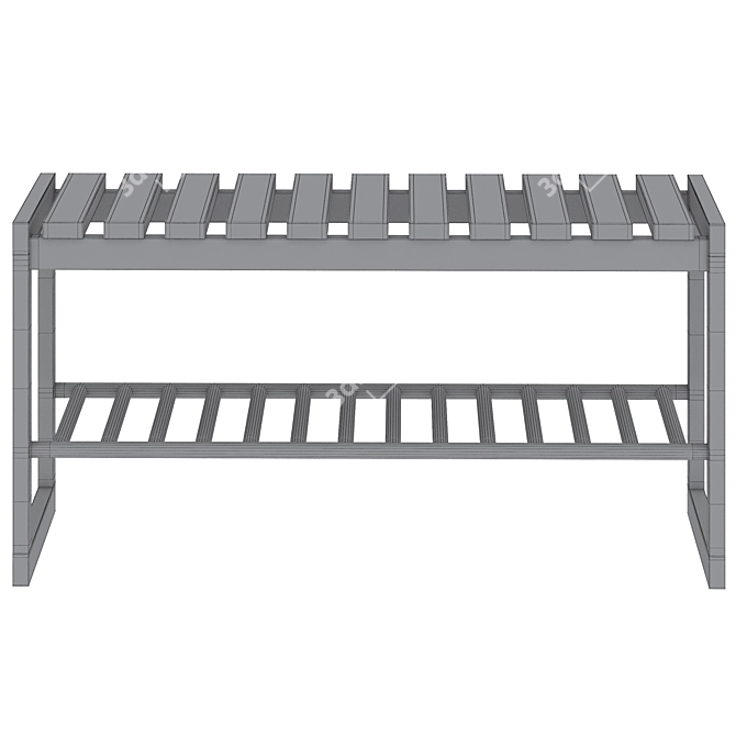 Solid Oak & Metal Bench, Kia (88x45x30 cm) 3D model image 3