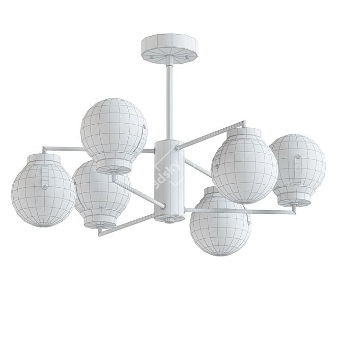 Sleek Black Creek Chandelier 3D model image 2