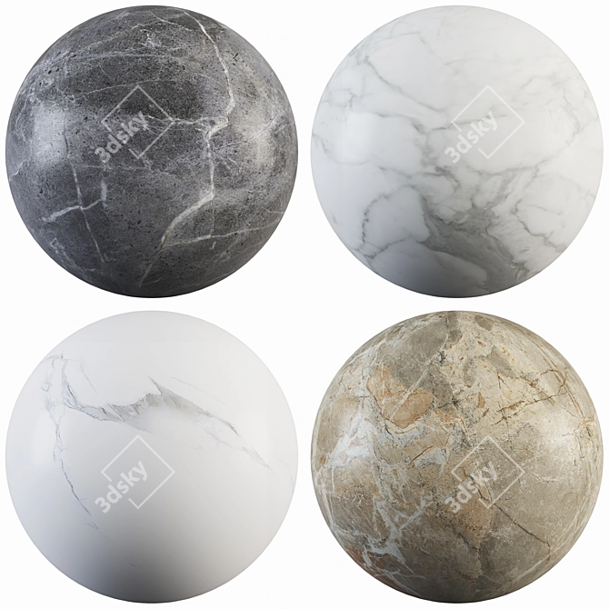 Marble Collection: Calacatta, Enna, Statuario, Gray 3D model image 1