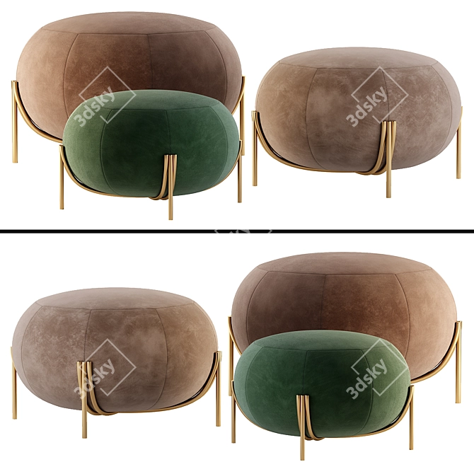 Saba Geo Round Fabric Pouf - Stylish and Versatile! 3D model image 3