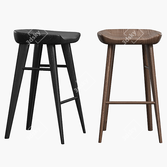 Luxurious Kami Bar Stool: Stylish, Comfortable, Elegant 3D model image 2