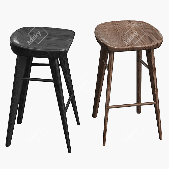 Luxurious Kami Bar Stool: Stylish, Comfortable, Elegant 3D model image 3