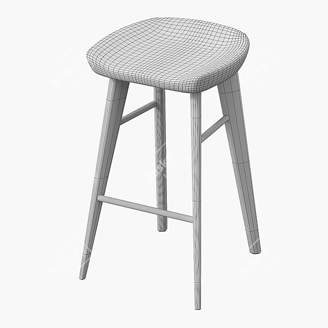 Luxurious Kami Bar Stool: Stylish, Comfortable, Elegant 3D model image 5