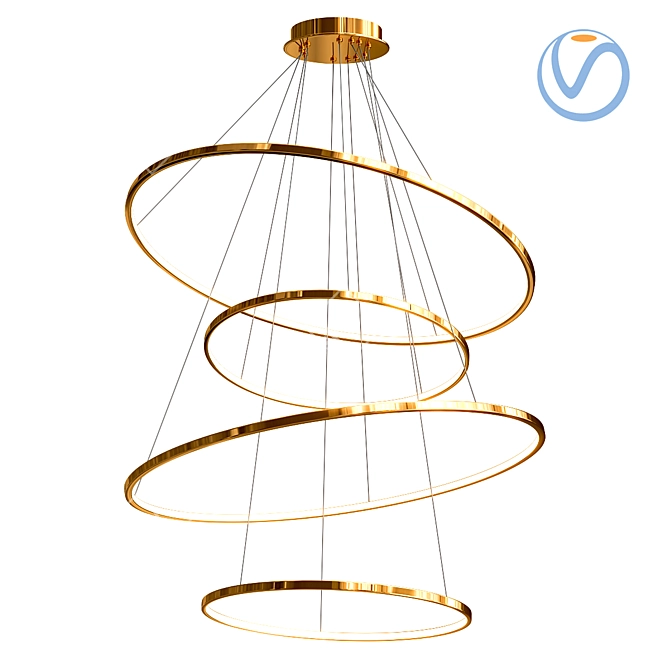 Swirl Gold LED Chandelier 3D model image 5