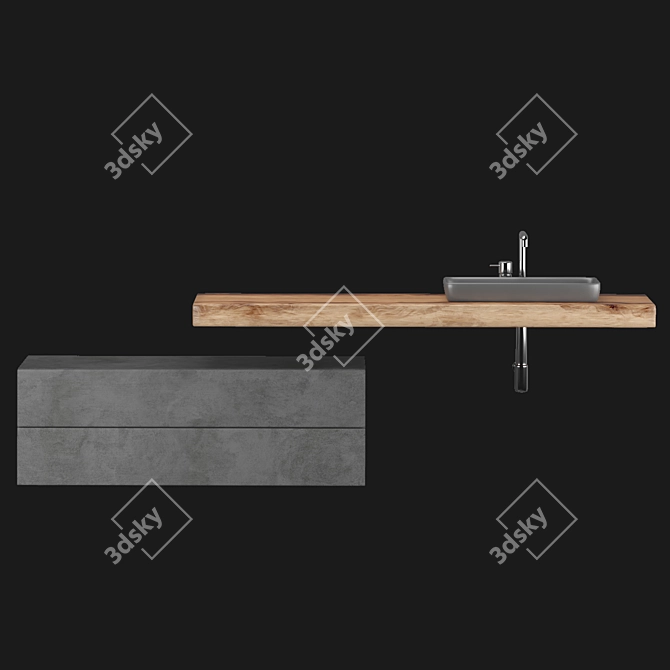 LogoWash: Sleek and Modern Wash Basin 3D model image 2