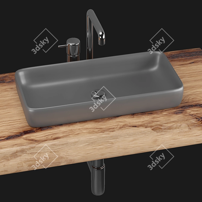 LogoWash: Sleek and Modern Wash Basin 3D model image 3