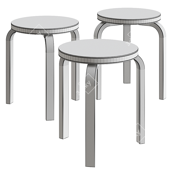 Artek Stackable Stool: Versatile Design, Multiple Colors 3D model image 2