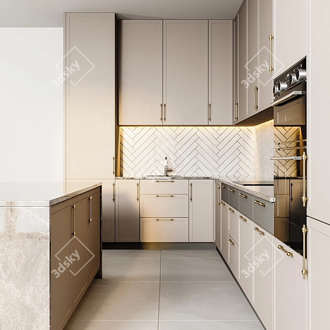 Customizable Modern Kitchen 3D model image 2