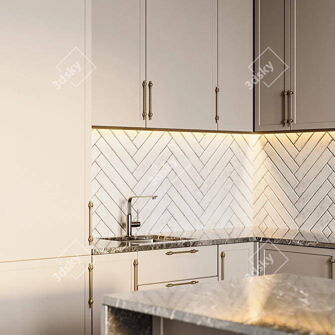 Customizable Modern Kitchen 3D model image 3