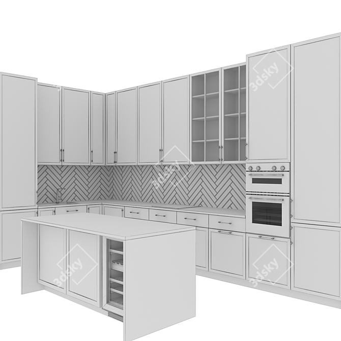 Customizable Modern Kitchen 3D model image 6