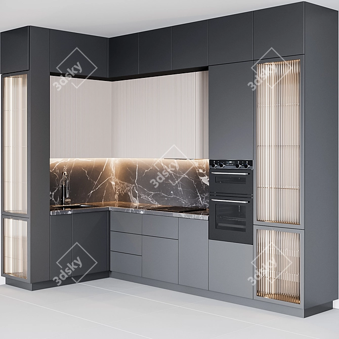 Customizable Modern Kitchen 3D model image 2