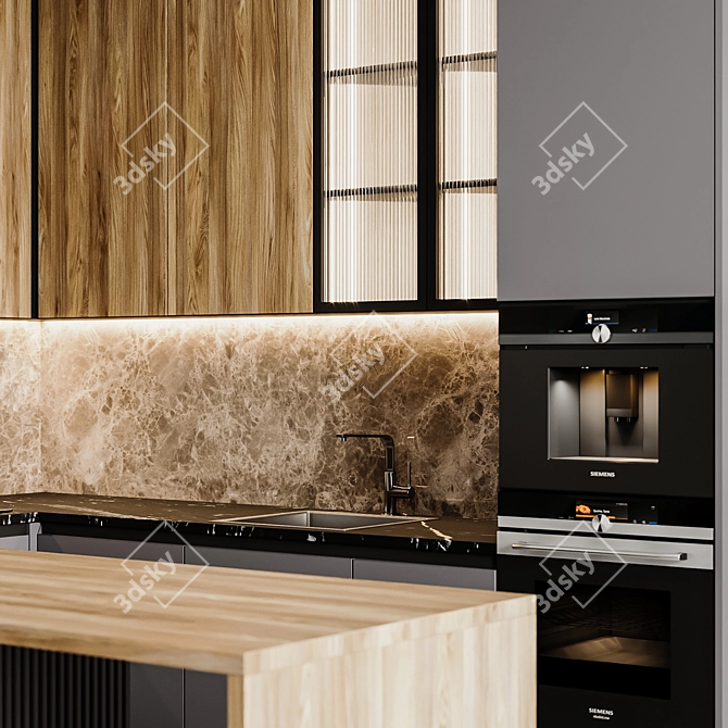 Adjustable Modern Kitchen 3D model image 3