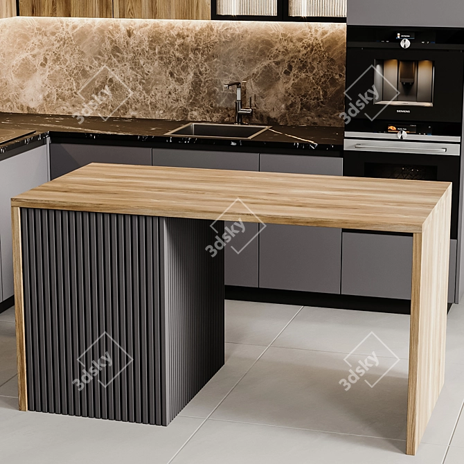 Adjustable Modern Kitchen 3D model image 5