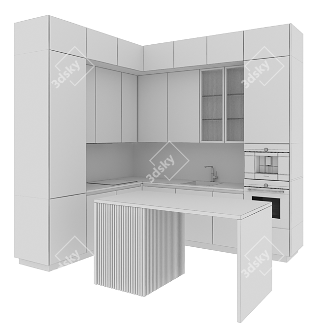 Adjustable Modern Kitchen 3D model image 6