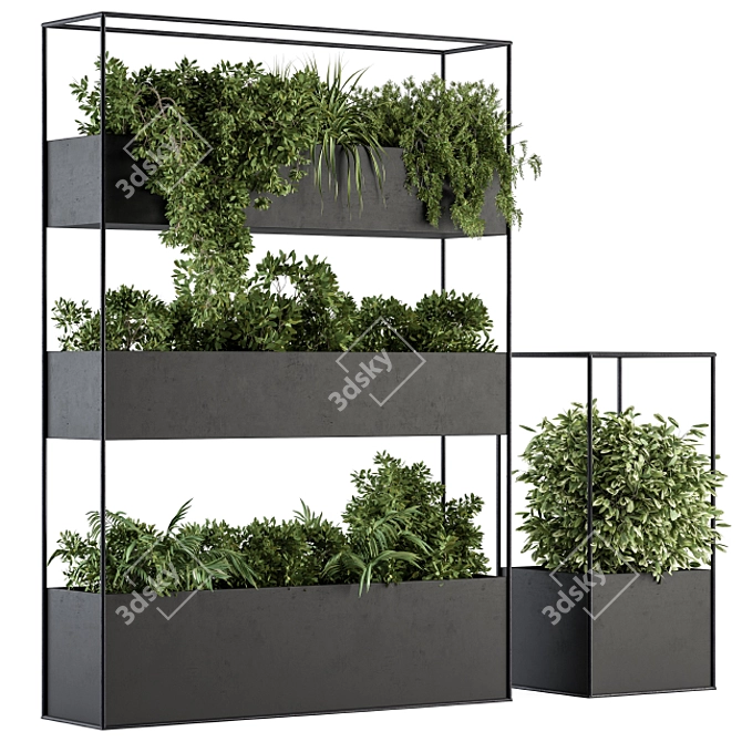 Stylish Plant Box Stand Set 3D model image 1