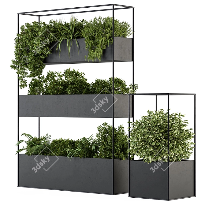 Stylish Plant Box Stand Set 3D model image 2