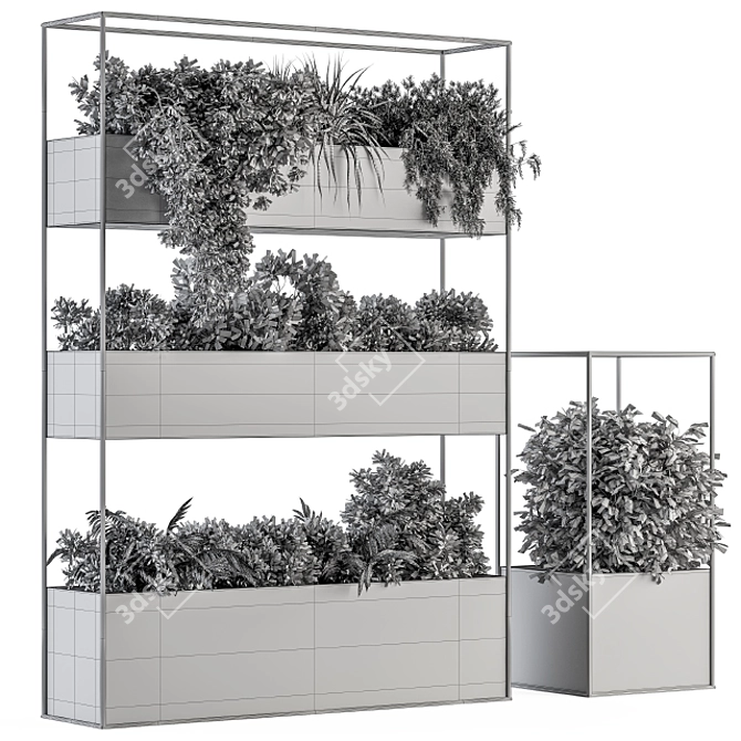 Stylish Plant Box Stand Set 3D model image 5