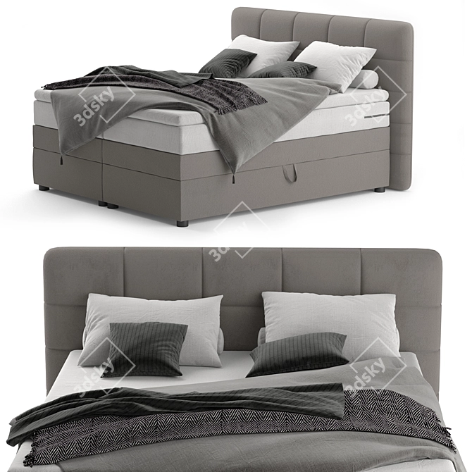 Sleek Gray Bed: Stylish and Comfortable 3D model image 1