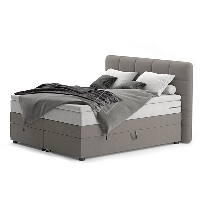 Sleek Gray Bed: Stylish and Comfortable 3D model image 5