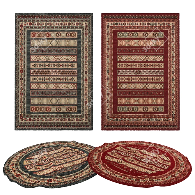 8-Piece Assorted Rugs Set 3D model image 1