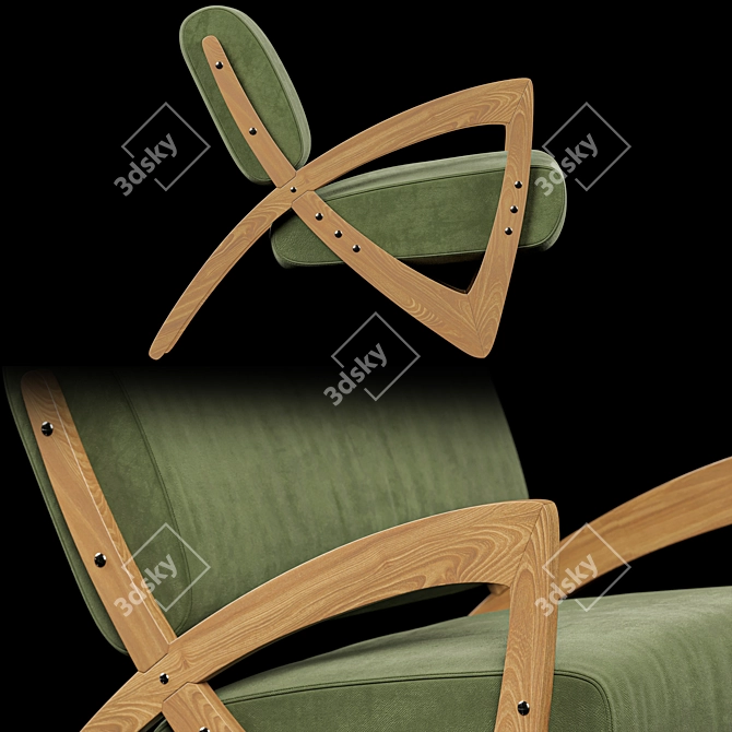 Prada Green Wood Chair 3D model image 2