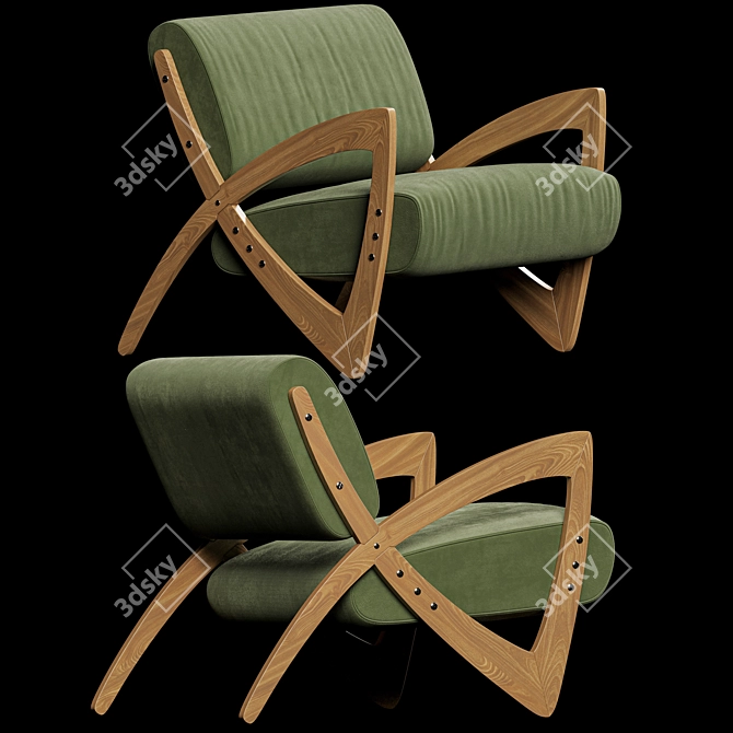 Prada Green Wood Chair 3D model image 3