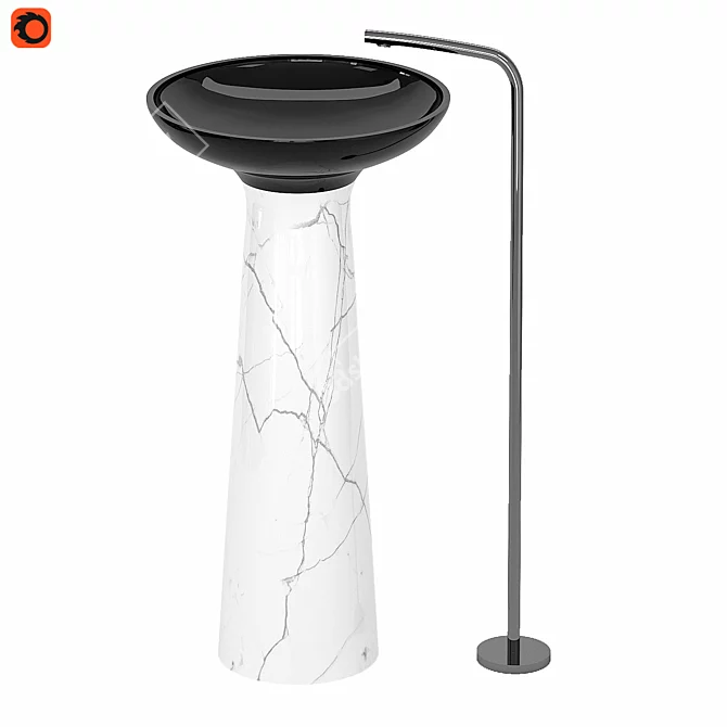 Carrara Marble Freestanding Washbasin: Sleek Elegance 3D model image 1