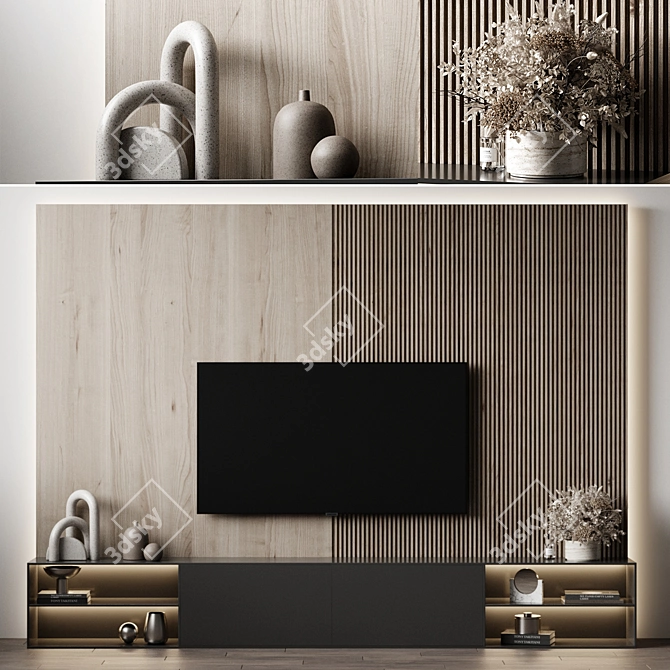 Sleek TV Wall Mount 3D model image 1