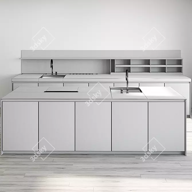 Boffi Island Kitchen with Complete Cabinetry 3D model image 4