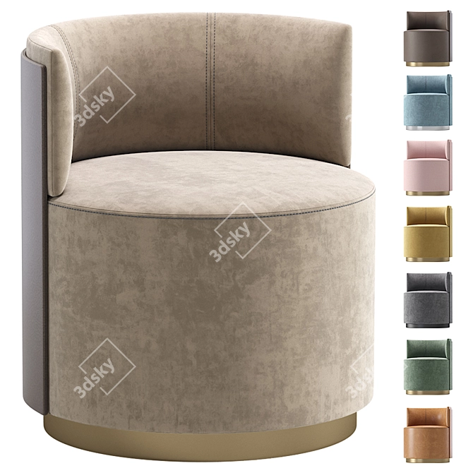 Elegant Armchair: Frag Velvet & Leather 3D model image 1